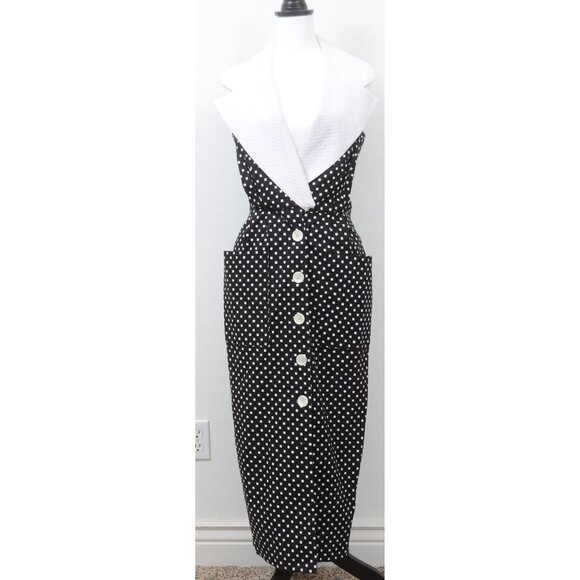 VTG 80s Geary Roark Kamisato Polka Dot Cotton Dress Buttons USA Made Size 12 - Picture 2 of 15